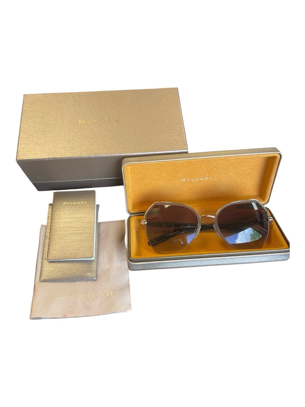 Bvlgari Black Gradient BV 6102-B Serpenti Semi-Rimless Butterfly Sunglasses